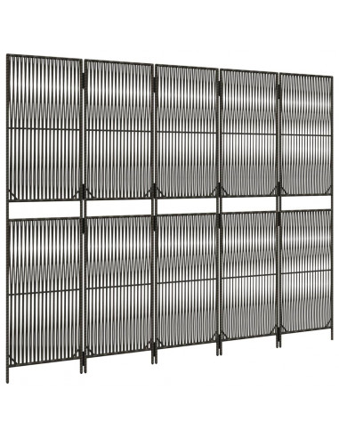 Divisorio per Ambienti a 5 Pannelli Grigio in Polyrattan