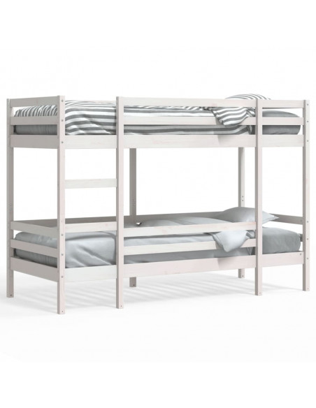 Letto a Castello Bianco 80x200 cm in Legno Massello di Pino