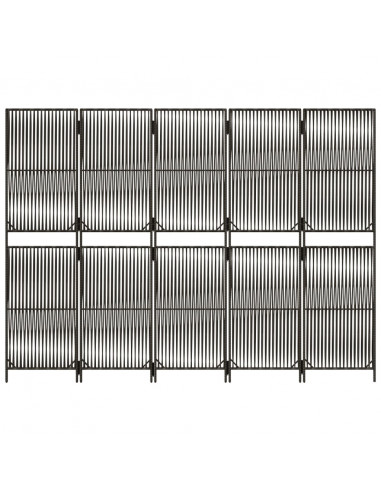 Divisorio per Ambienti a 5 Pannelli Grigio in Polyrattan