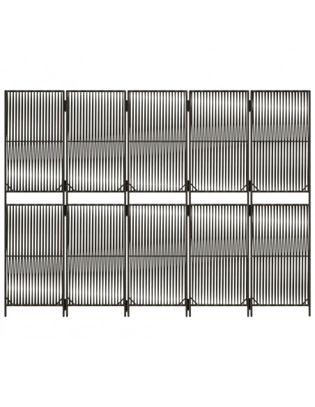 Divisorio per Ambienti a 5 Pannelli Grigio in Polyrattan