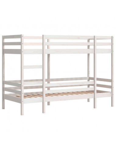 Letto a Castello Bianco 80x200 cm in Legno Massello di Pino