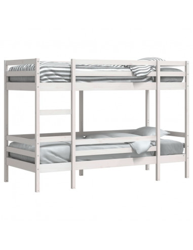 Letto a Castello Bianco 80x200 cm in Legno Massello di Pino