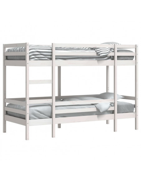 Letto a Castello Bianco 80x200 cm in Legno Massello di Pino