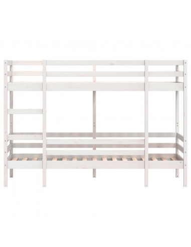 Letto a Castello Bianco 80x200 cm in Legno Massello di Pino