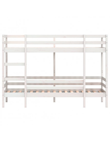 Letto a Castello Bianco 80x200 cm in Legno Massello di Pino