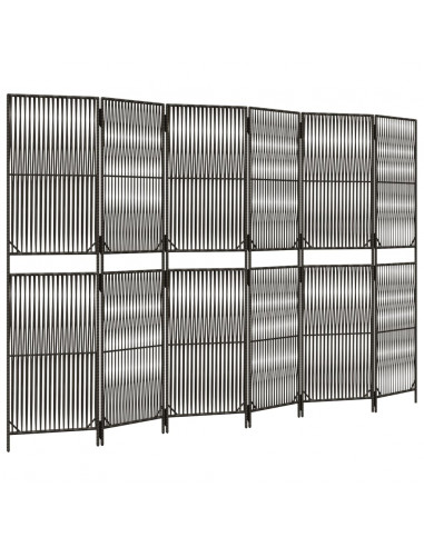 Divisorio per Ambienti a 6 Pannelli Grigio in Polyrattan