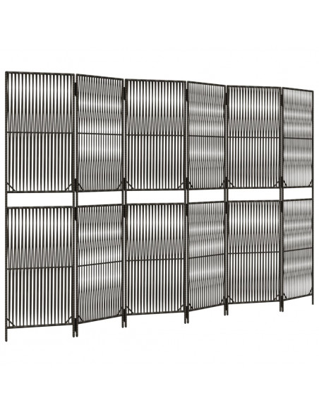Divisorio per Ambienti a 6 Pannelli Grigio in Polyrattan