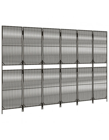 Divisorio per Ambienti a 6 Pannelli Grigio in Polyrattan