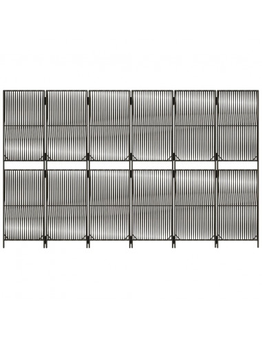 Divisorio per Ambienti a 6 Pannelli Grigio in Polyrattan