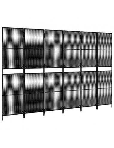 Divisorio per Ambienti a 6 Pannelli Nero in Polyrattan