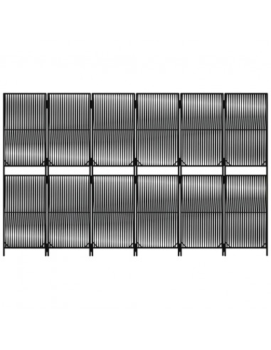 Divisorio per Ambienti a 6 Pannelli Nero in Polyrattan
