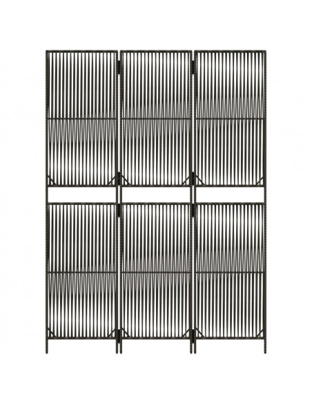 Divisorio per Ambienti a 3 Pannelli Grigio in Polyrattan