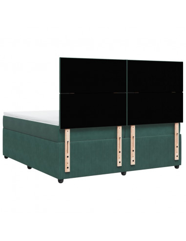 Giroletto a Molle con Materasso Verde Scuro 200x200 cm Velluto