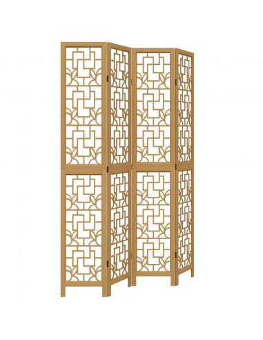 Divisorio Ambienti 4 Pannelli Marrone Legno Massello Paulownia