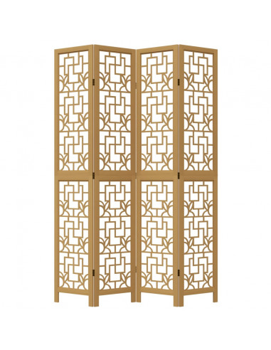 Divisorio Ambienti 4 Pannelli Marrone Legno Massello Paulownia