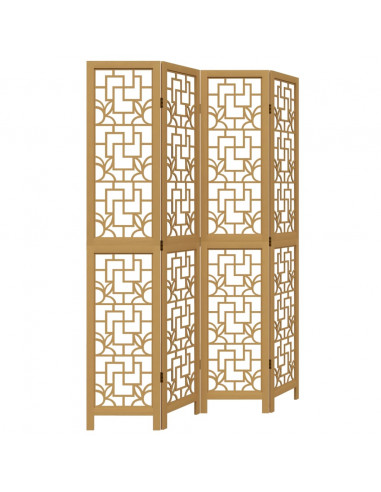 Divisorio Ambienti 4 Pannelli Marrone Legno Massello Paulownia