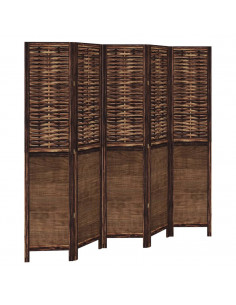 Divisorio Ambienti 5 Pannelli Marrone Scuro Massello Paulownia 2