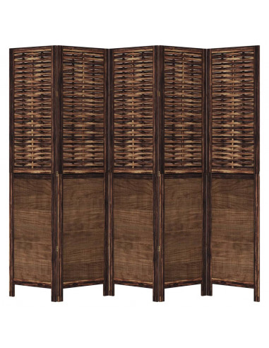 Divisorio Ambienti 5 Pannelli Marrone Scuro Massello Paulownia