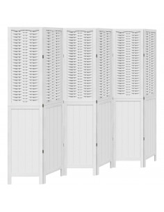 Divisorio Ambienti 6Pannelli Bianco Legno Massello di Paulownia 2