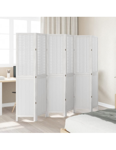 Divisorio Ambienti 6Pannelli Bianco Legno Massello di Paulownia