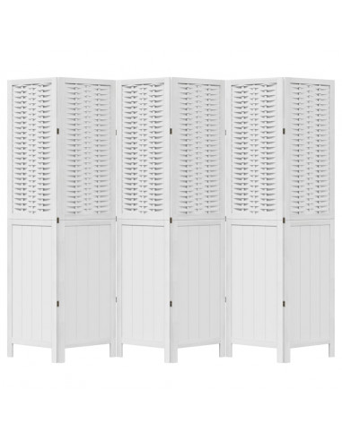 Divisorio Ambienti 6Pannelli Bianco Legno Massello di Paulownia