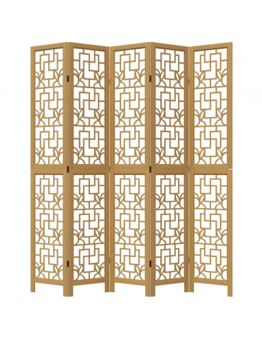 Divisorio Ambienti 5 Pannelli Marrone Legno Massello Paulownia