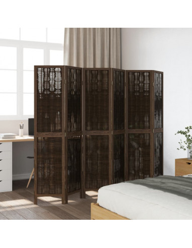 Divisorio Ambienti 6 Pannelli Marrone Scuro Massello Paulownia