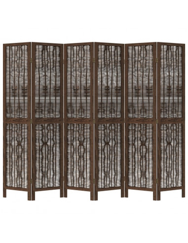 Divisorio Ambienti 6 Pannelli Marrone Scuro Massello Paulownia