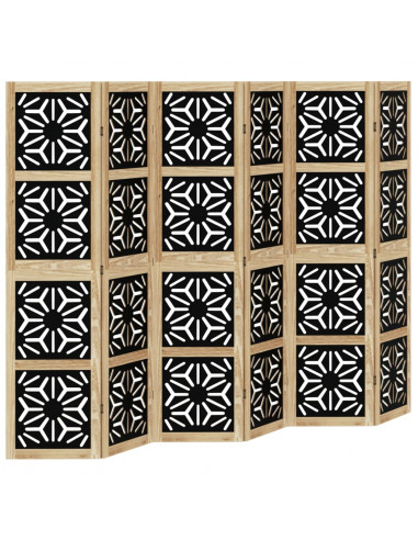 Divisorio Ambienti 6 Pannelli Marrone e nero Legno di Paulownia