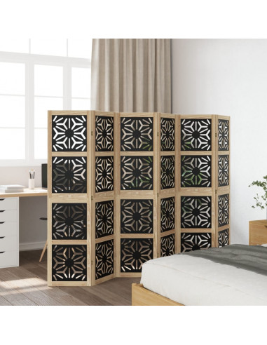 Divisorio Ambienti 6 Pannelli Marrone e nero Legno di Paulownia