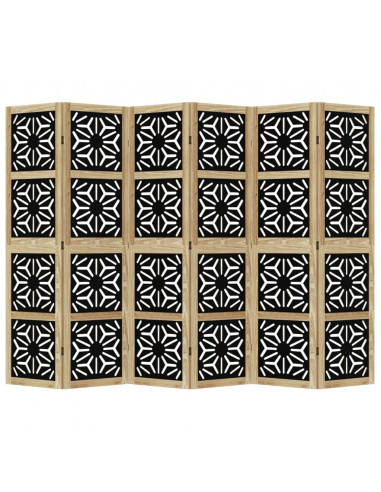 Divisorio Ambienti 6 Pannelli Marrone e nero Legno di Paulownia