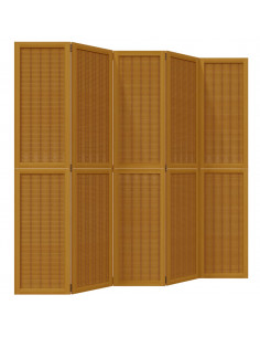 Divisorio Ambienti 5 Pannelli Marrone Legno Massello Paulownia 2