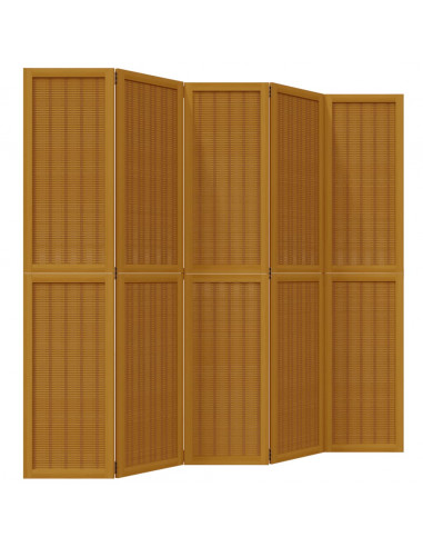 Divisorio Ambienti 5 Pannelli Marrone Legno Massello Paulownia