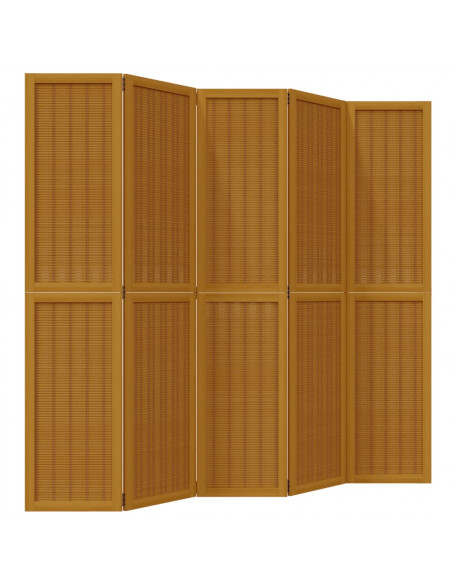 Divisorio Ambienti 5 Pannelli Marrone Legno Massello Paulownia