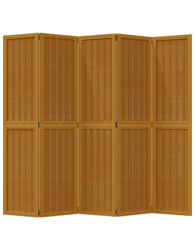 Divisorio Ambienti 5 Pannelli Marrone Legno Massello Paulownia