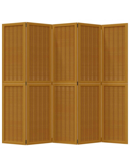 Divisorio Ambienti 5 Pannelli Marrone Legno Massello Paulownia