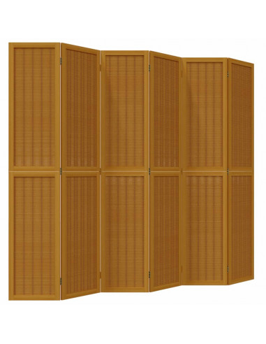 Divisorio Ambienti 6 Pannelli Marrone Legno Massello Paulownia
