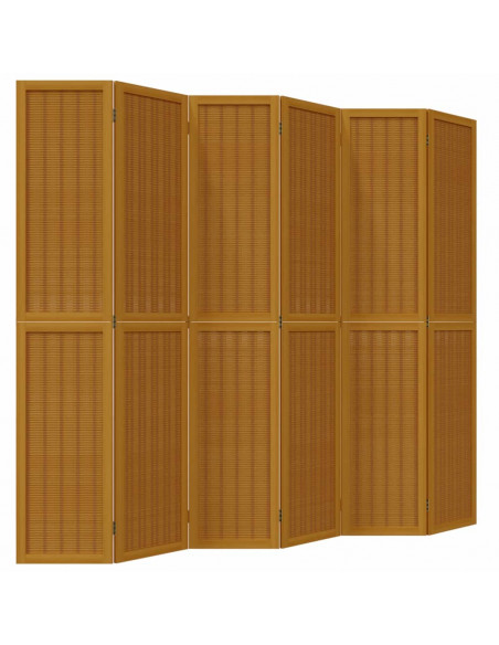 Divisorio Ambienti 6 Pannelli Marrone Legno Massello Paulownia