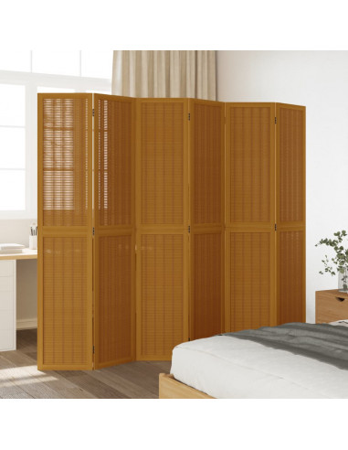 Divisorio Ambienti 6 Pannelli Marrone Legno Massello Paulownia