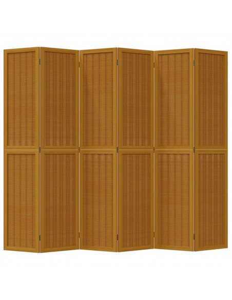 Divisorio Ambienti 6 Pannelli Marrone Legno Massello Paulownia
