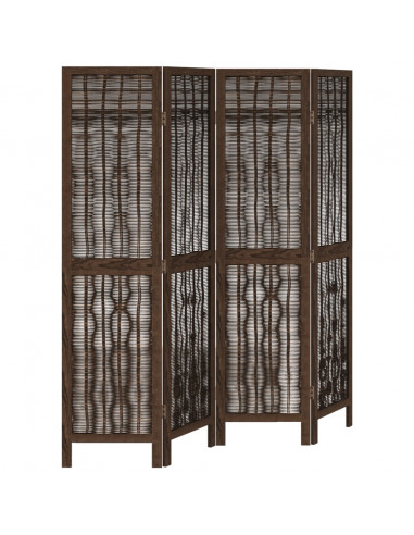 Divisorio Ambienti 4 Pannelli Marrone Scuro Massello Paulownia