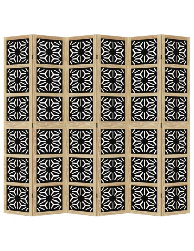 Divisorio Ambienti 6 Pannelli Marrone e nero Legno di Paulownia