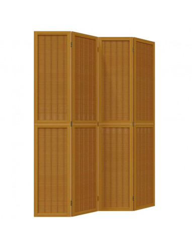 Divisorio Ambienti 4 Pannelli Marrone Legno Massello Paulownia