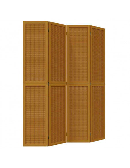 Divisorio Ambienti 4 Pannelli Marrone Legno Massello Paulownia