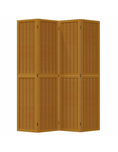 Divisorio Ambienti 4 Pannelli Marrone Legno Massello Paulownia