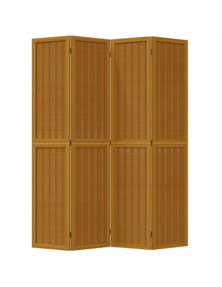 Divisorio Ambienti 4 Pannelli Marrone Legno Massello Paulownia