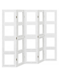 Divisorio Ambienti 5Pannelli Bianco Legno Massello di Paulownia 2