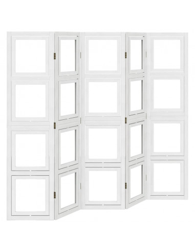 Divisorio Ambienti 5Pannelli Bianco Legno Massello di Paulownia