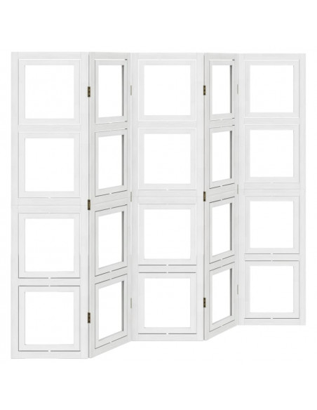Divisorio Ambienti 5Pannelli Bianco Legno Massello di Paulownia