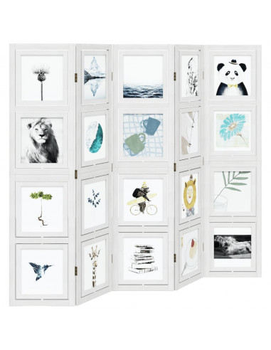 Divisorio Ambienti 5Pannelli Bianco Legno Massello di Paulownia